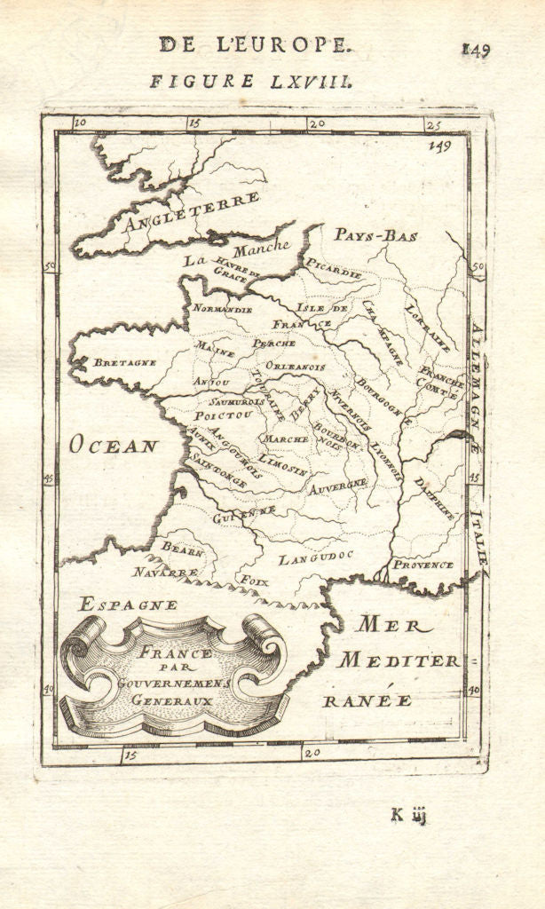 FRANCE. Provinces. 'France par Gouvernmens Generaux'. MALLET 1683 old map